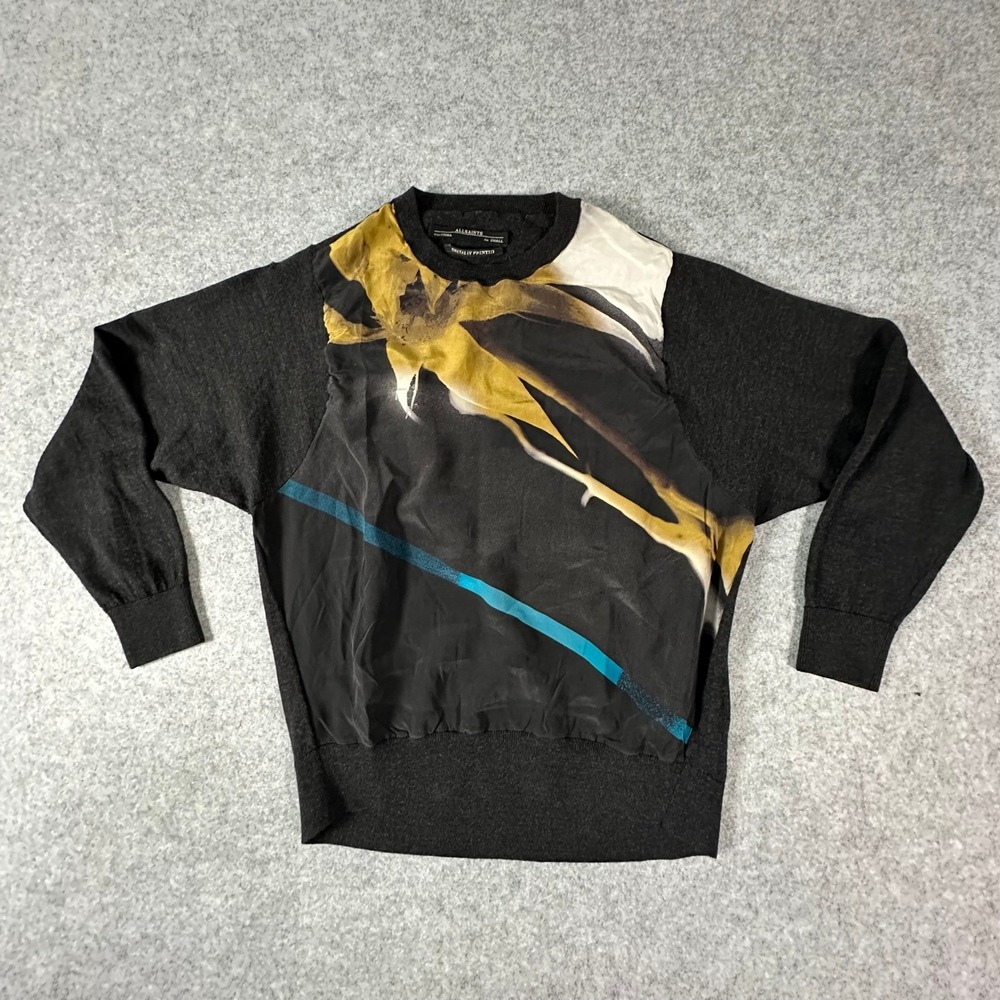 AllSaints Digitally Printed Sweater Womens Small Black Mixed Media Small Flaw